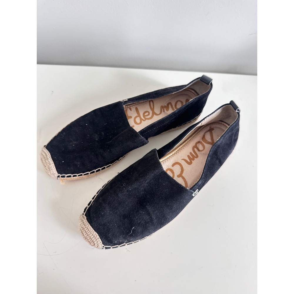 Sam Edelman Espadrille Flats Womens 8.5 Khloe Black Suede Slip On Shoes